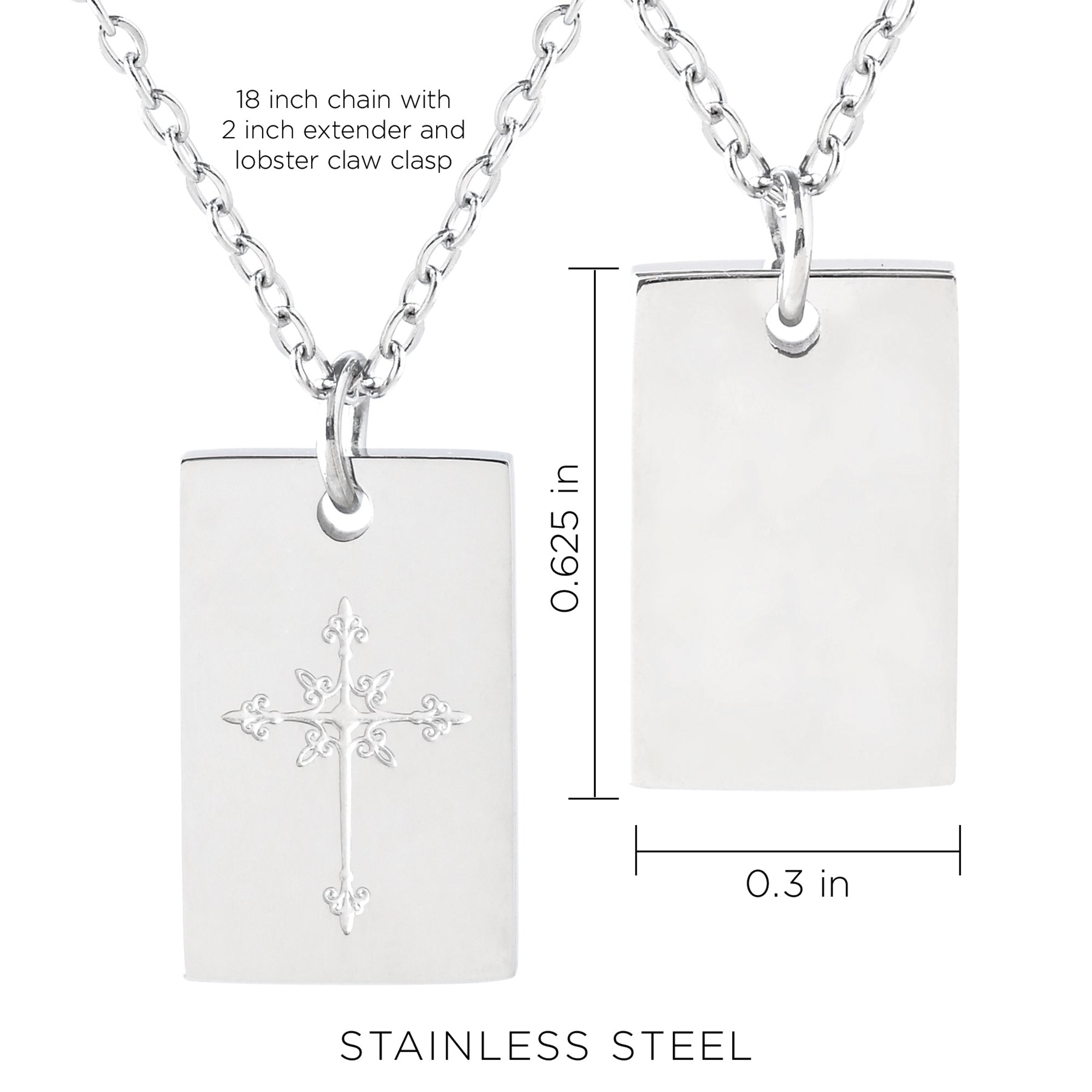Cross Stainless Steel Tag Pendant with Card