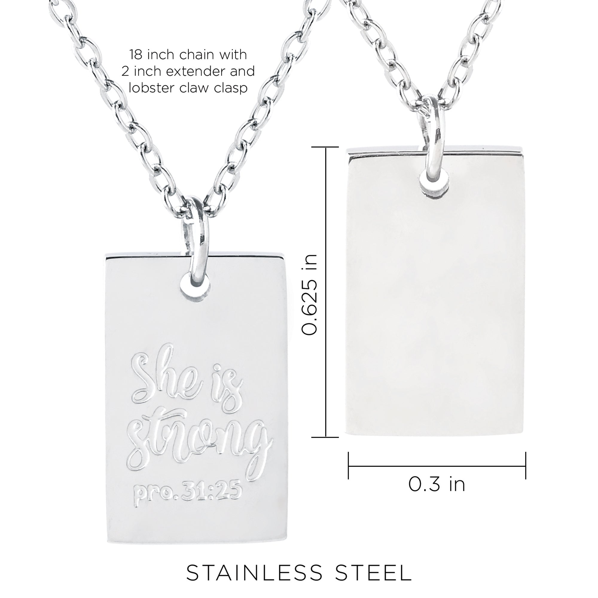 She is Strong Stainless Steel Tag Pendant with Card