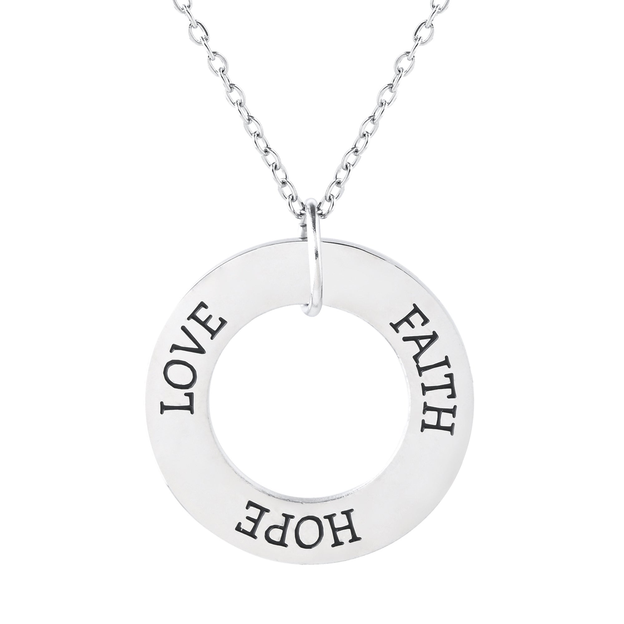 Faith Hope Love Stainless Steel Ring Pendant with Card