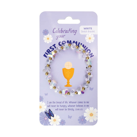 Butterfly Stretch Bracelet White, First Communion