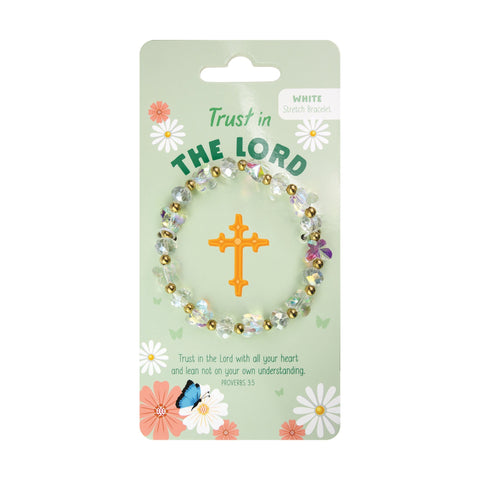 Butterfly Stretch Bracelet White, Trust in the Lord