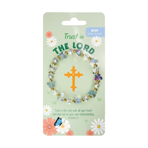 Butterfly Stretch Bracelet Blue, Trust in the Lord