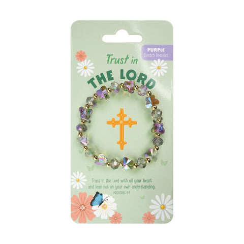 Butterfly Stretch Bracelet Purple, Trust in the Lord