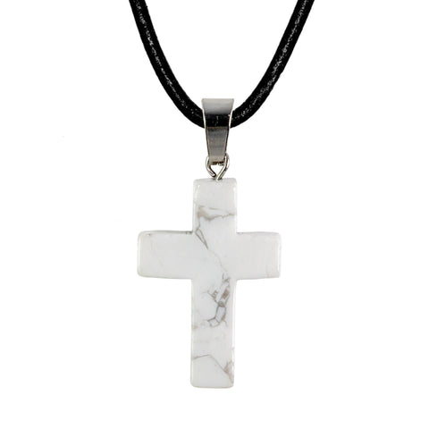Stone Cross Pendant - Howlite