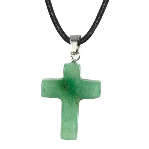 Stone Cross Pendant - Green Aventurine