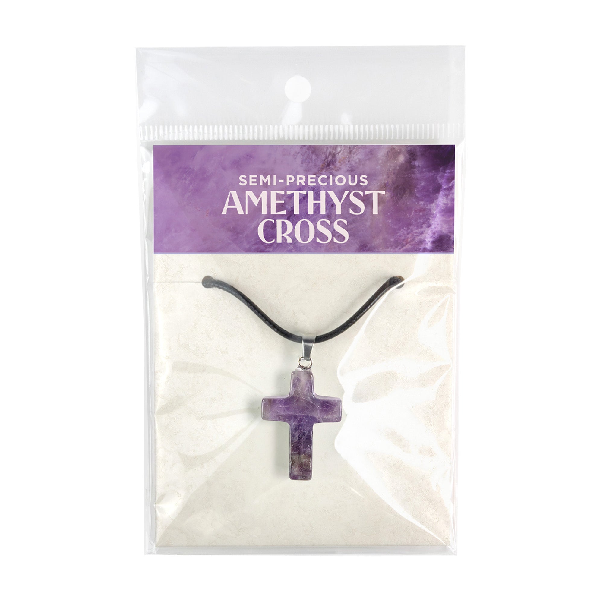 Stone Cross Pendant - Amethyst