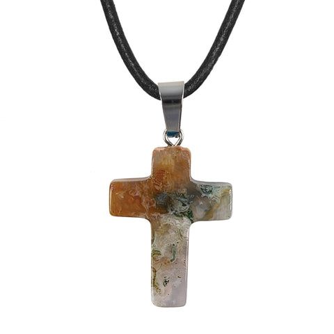 Stone Cross Pendant - Indian Onyx