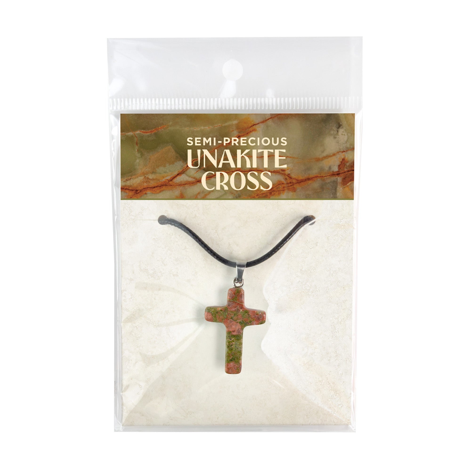 Stone Cross Pendant - Unakite