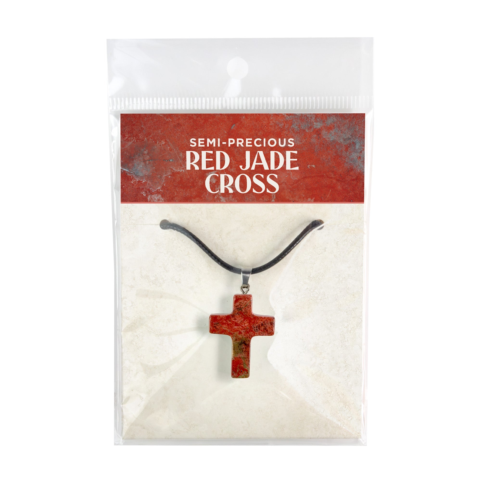Stone Cross Pendant - Red Jade