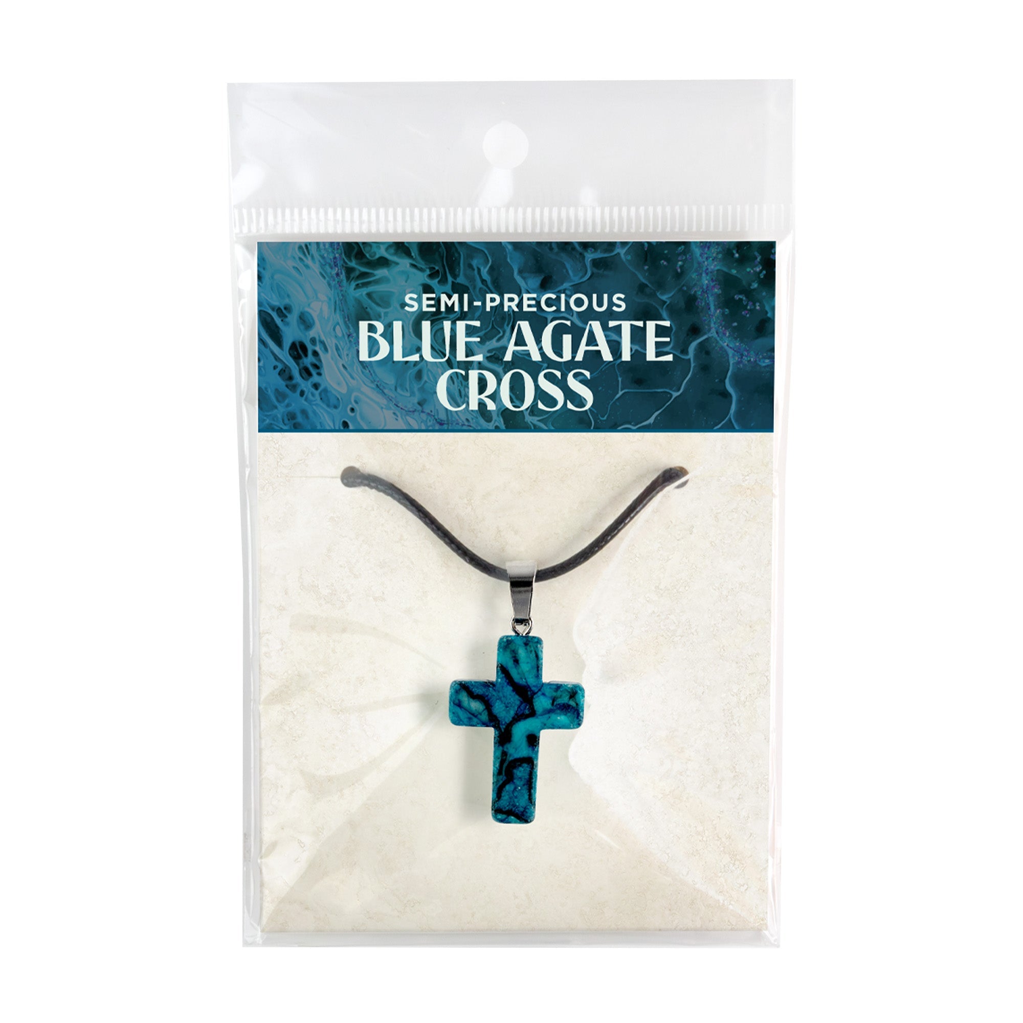 Stone Cross Pendant - Blue Agate