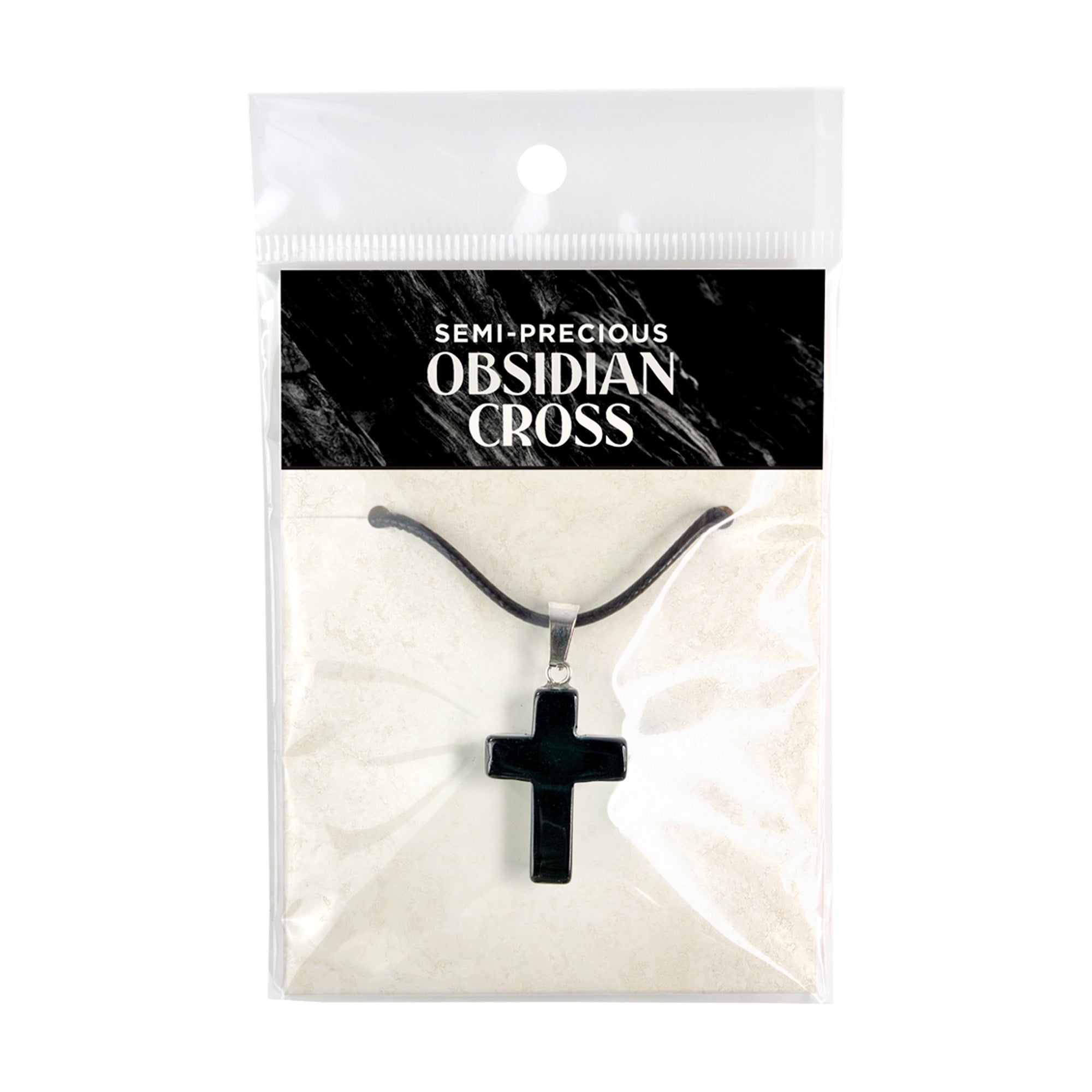 Stone Cross Pendant - Obsidian