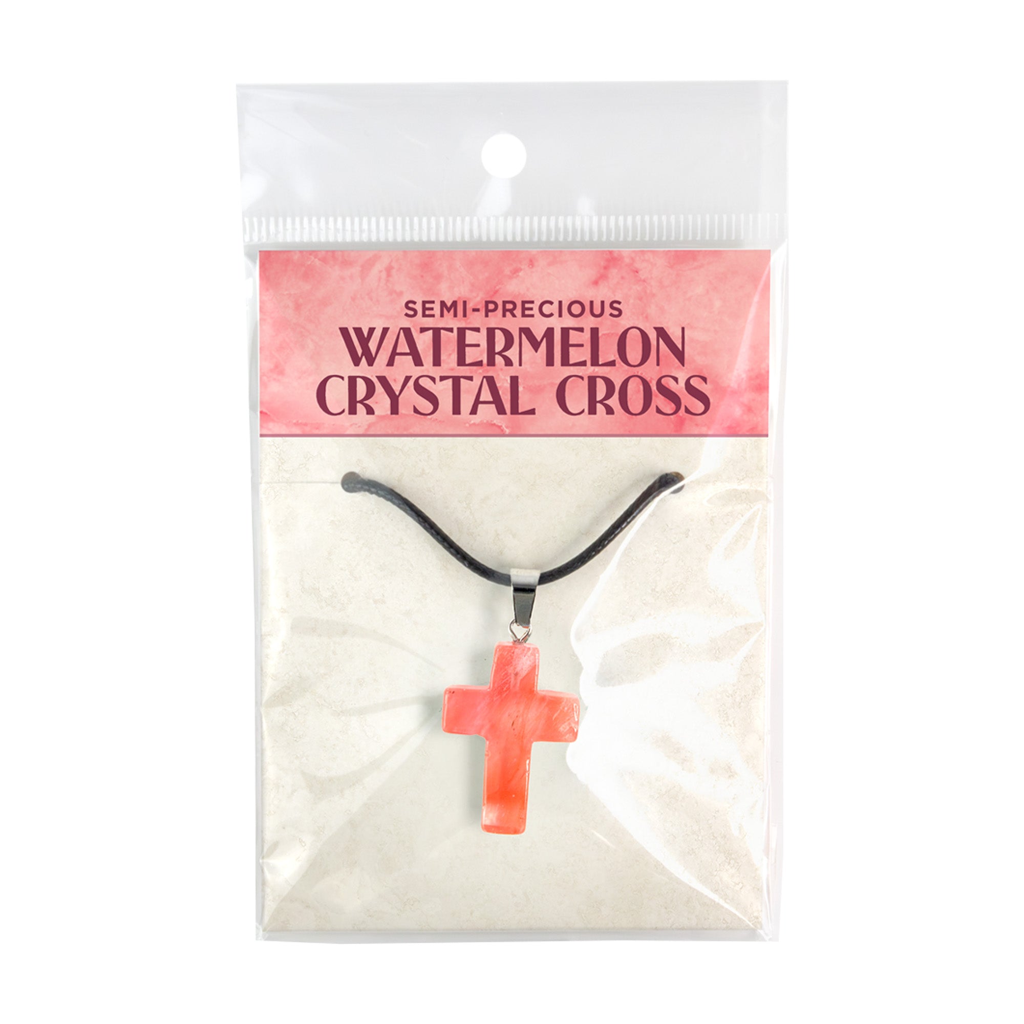 Stone Cross Pendant - Watermelon Crystal