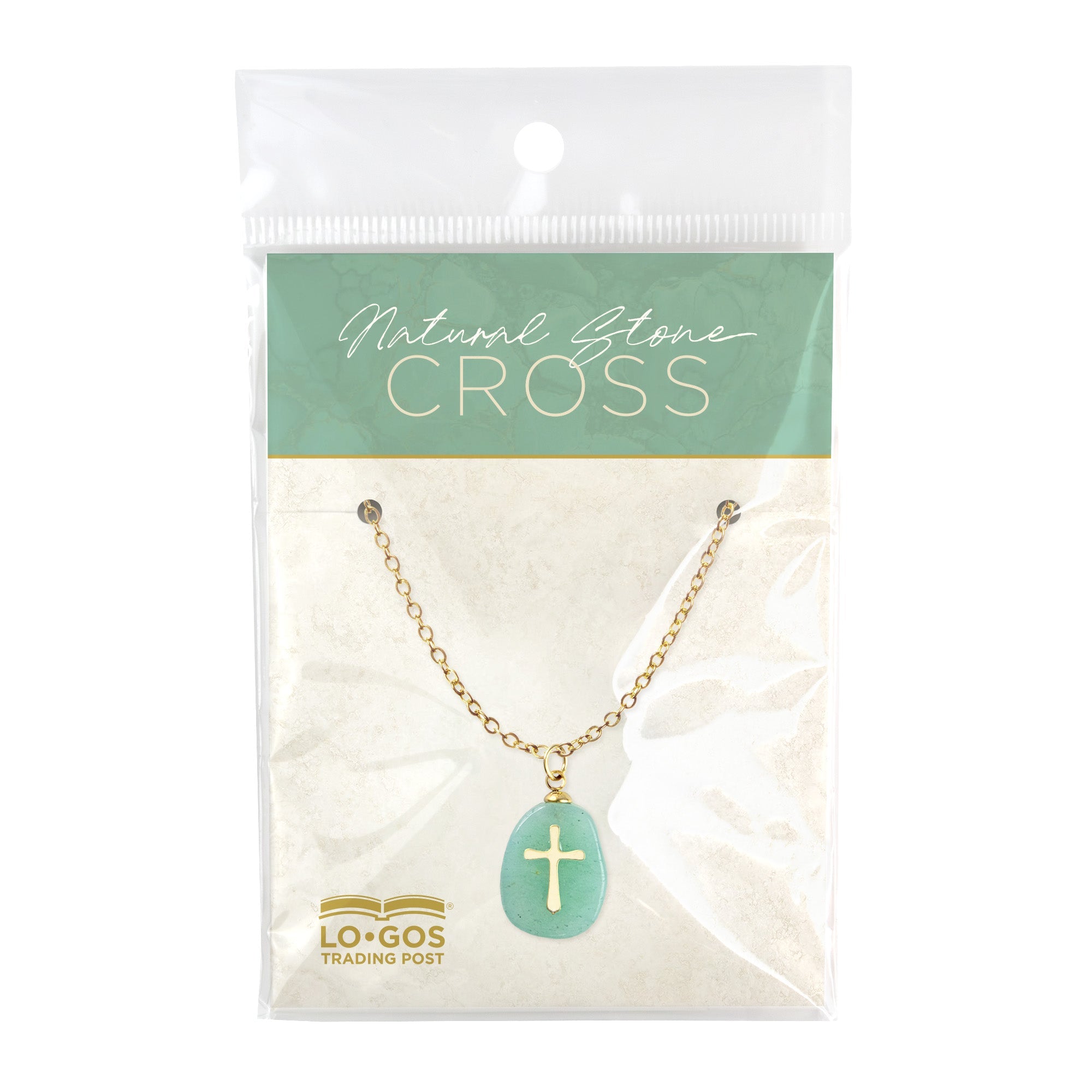 Natural Stone Cross Pendant - Green