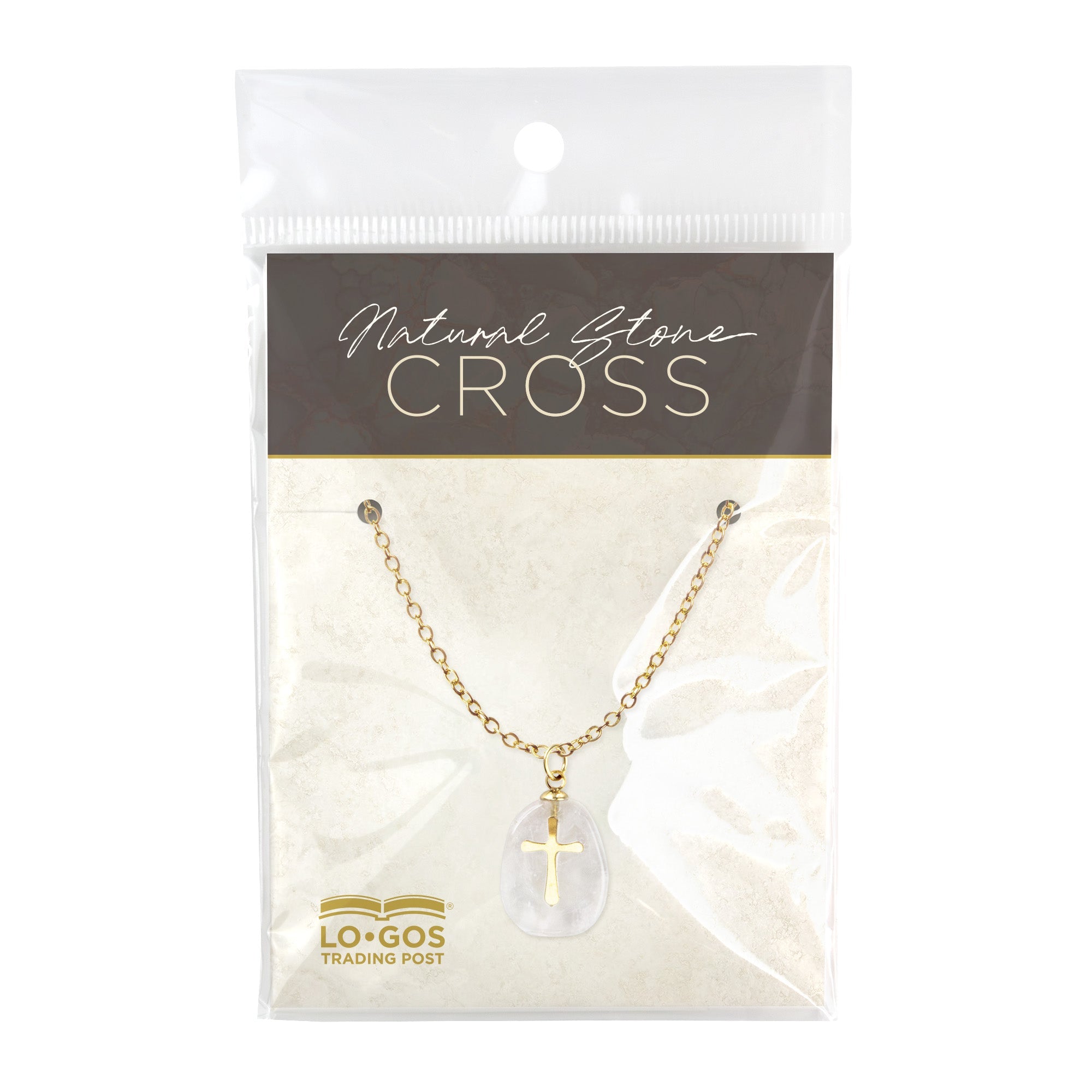 Natural Stone Cross Pendant - White