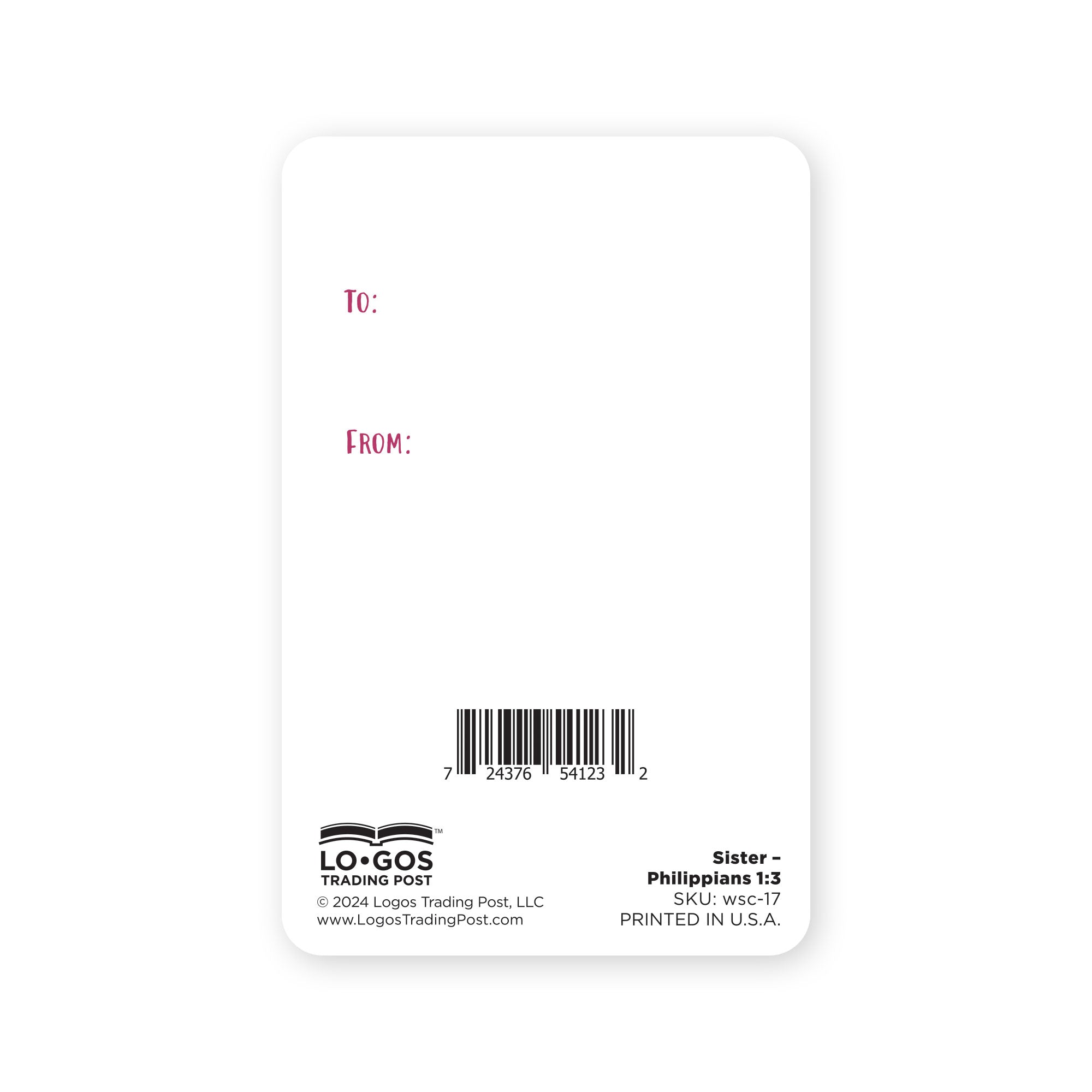 Wallet Scripture Card, Sister – Philippians 1:3