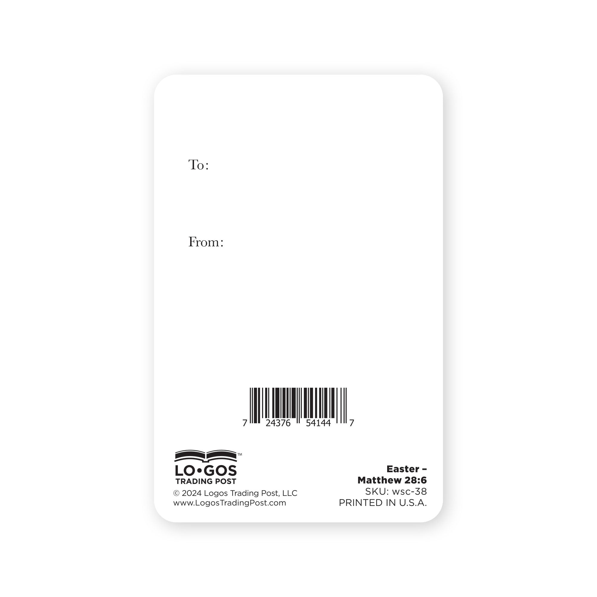 Wallet Scripture Card, Easter – Matthew 28:6