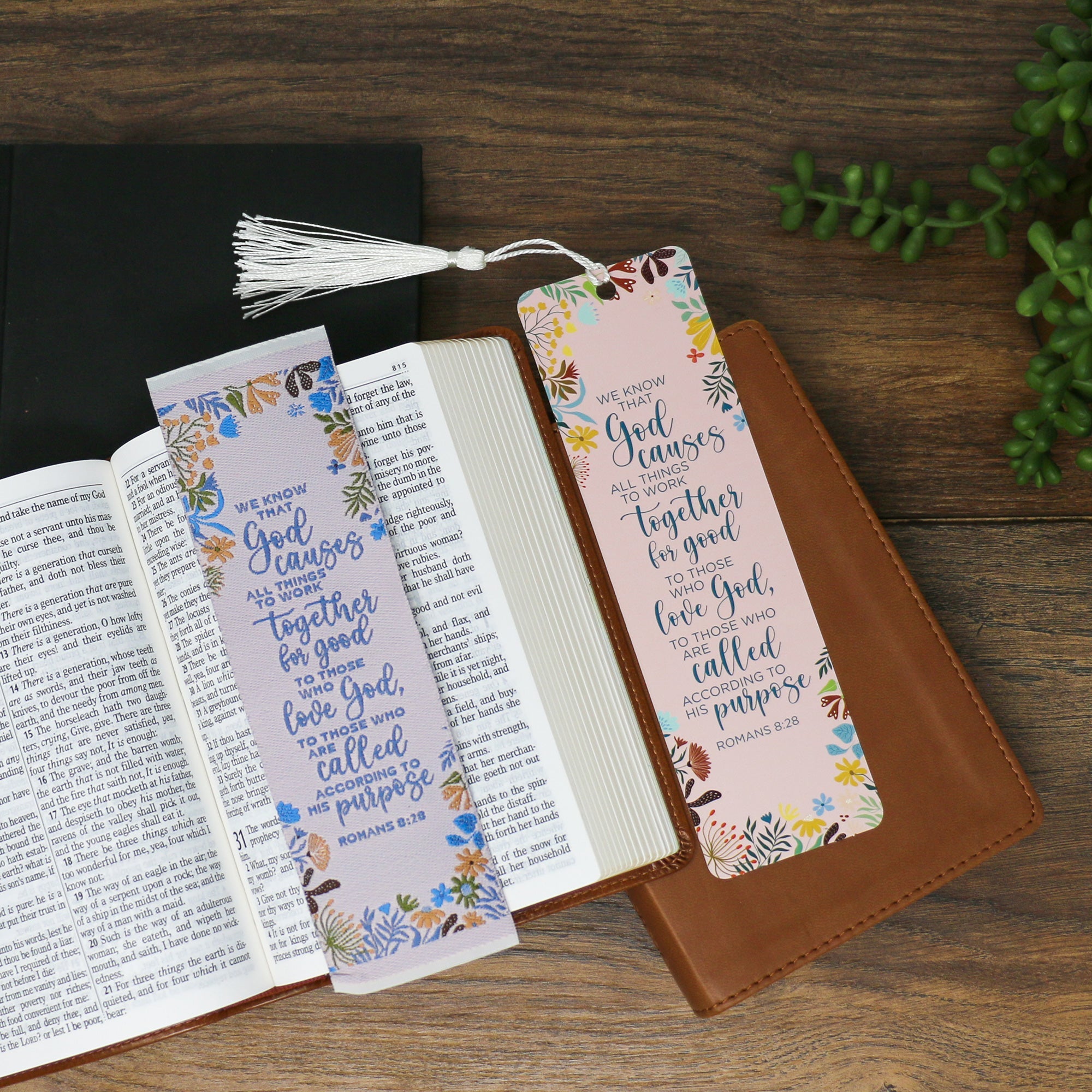 All things together for good - Romans 8:28 Woven and Tasseled Bookmark Set