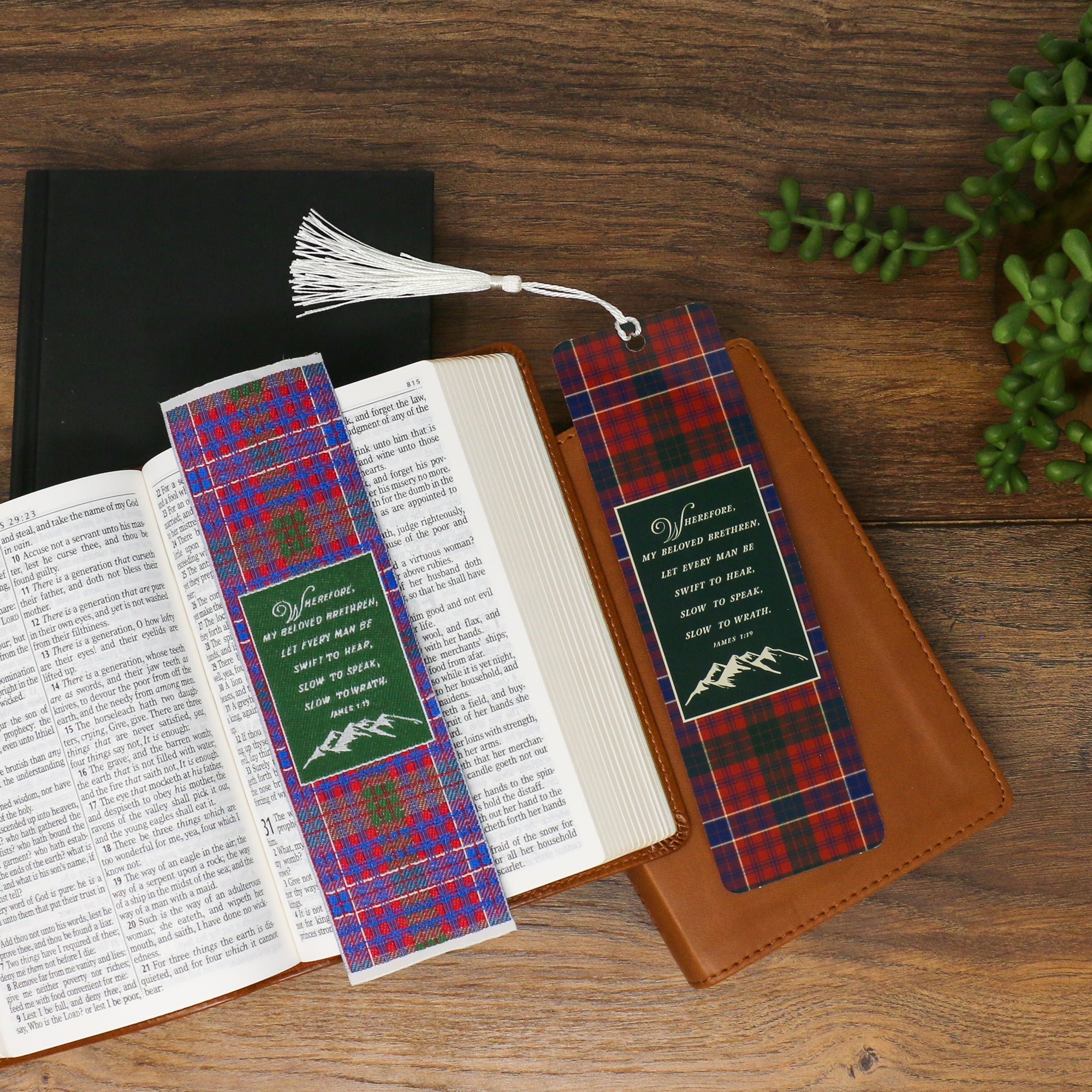 Let every man - James 1:19 Woven and Tasseled Bookmark Set