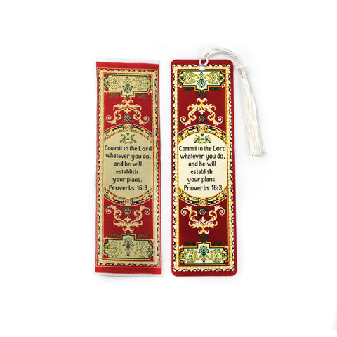 Commit to the Lord – Proverbs 16:3 Woven and Tasseled Bookmark Set