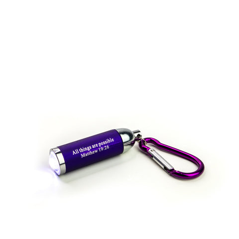All Things are Possible - Purple 1 LED Flashlight with Carabiner
