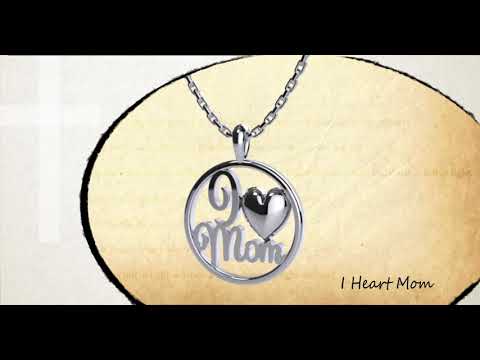 360 degree view of I Heart Mom Sterling Silver Pendant