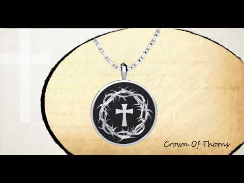 360 view of Crown of Thorns and Cross Sterling Silver Necklace