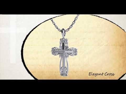 360 degree view  Elegant Cross Sterling Silver Necklace
