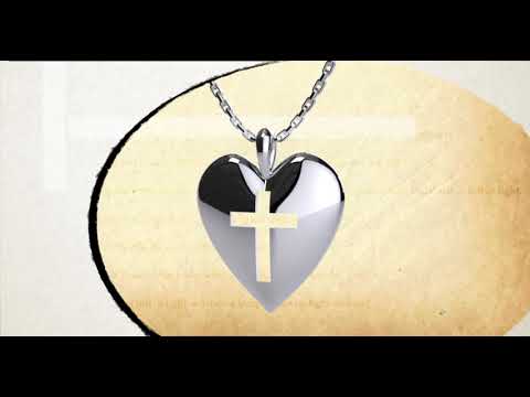 360 degree view of Simple Heart Cross Sterling Silver Pendant