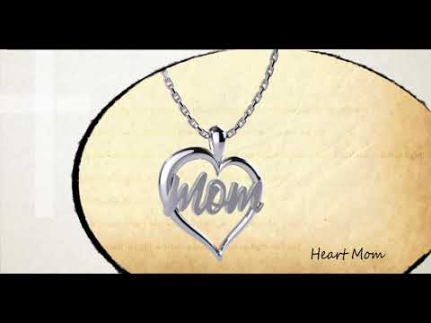  360 degree view of the Mom Heart Sterling Silver Pendant