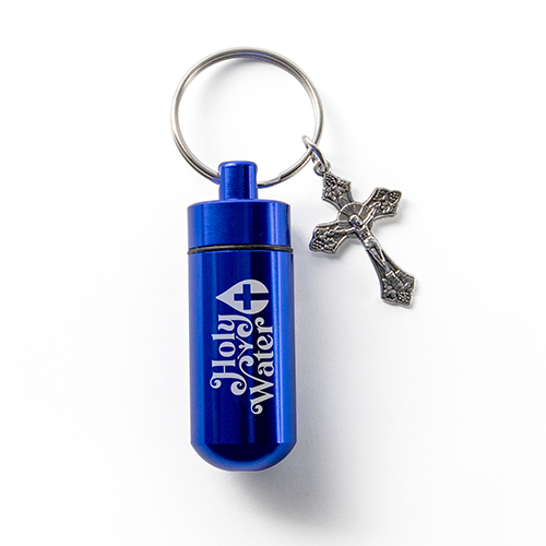 Catholic Holy Water Bottle Keychain Kit - Blue, Bulk Set of 10