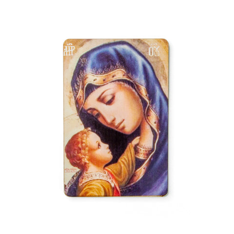 Virgin of Tenderness - Wooden Icon with Magnet and Stand
