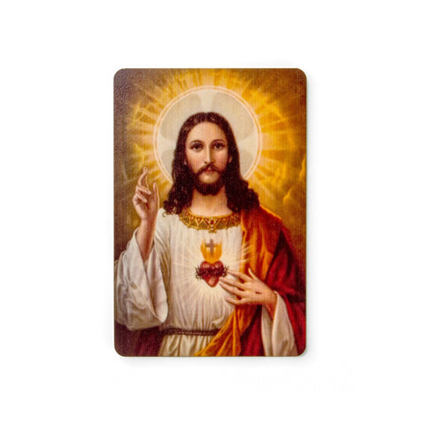 Jesus Christ Sacred Heart - Wooden Icon with Magnet and Stand