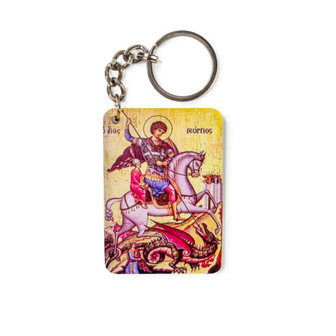 St George - Byzantine - Wooden Icon Keychain