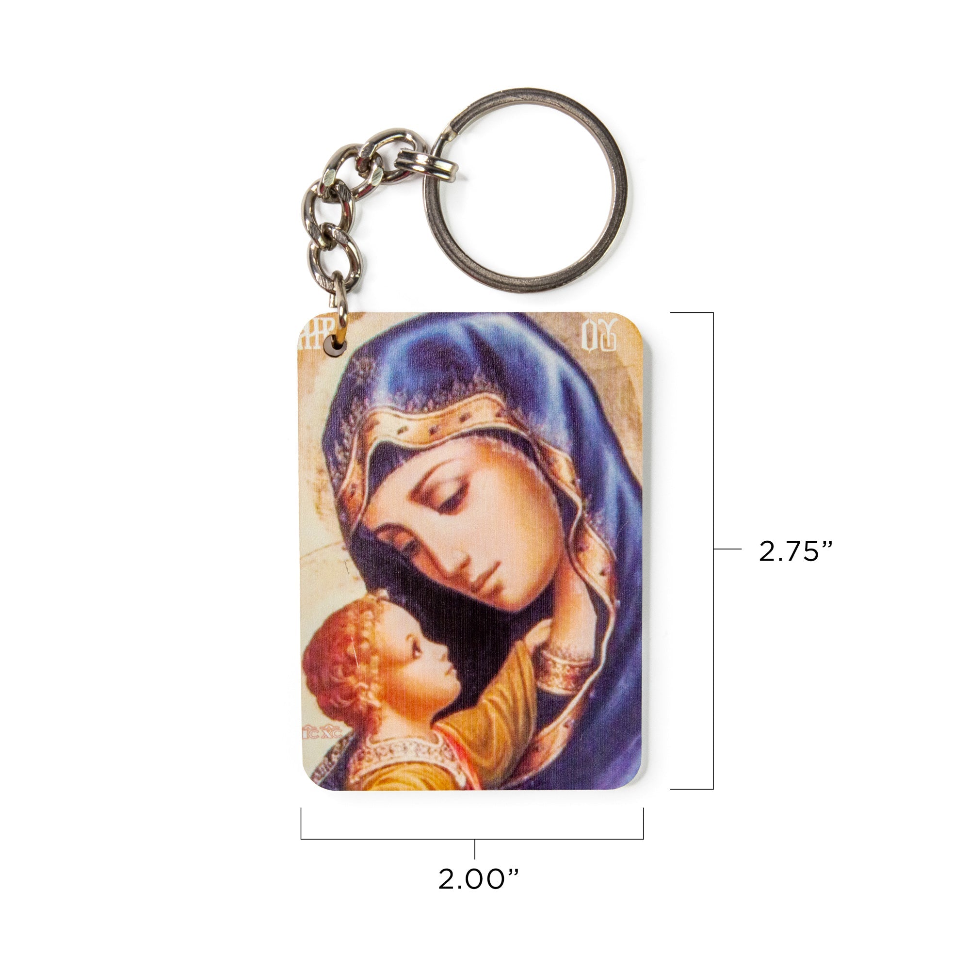 Virgin of Tenderness - Wooden Icon Keychain