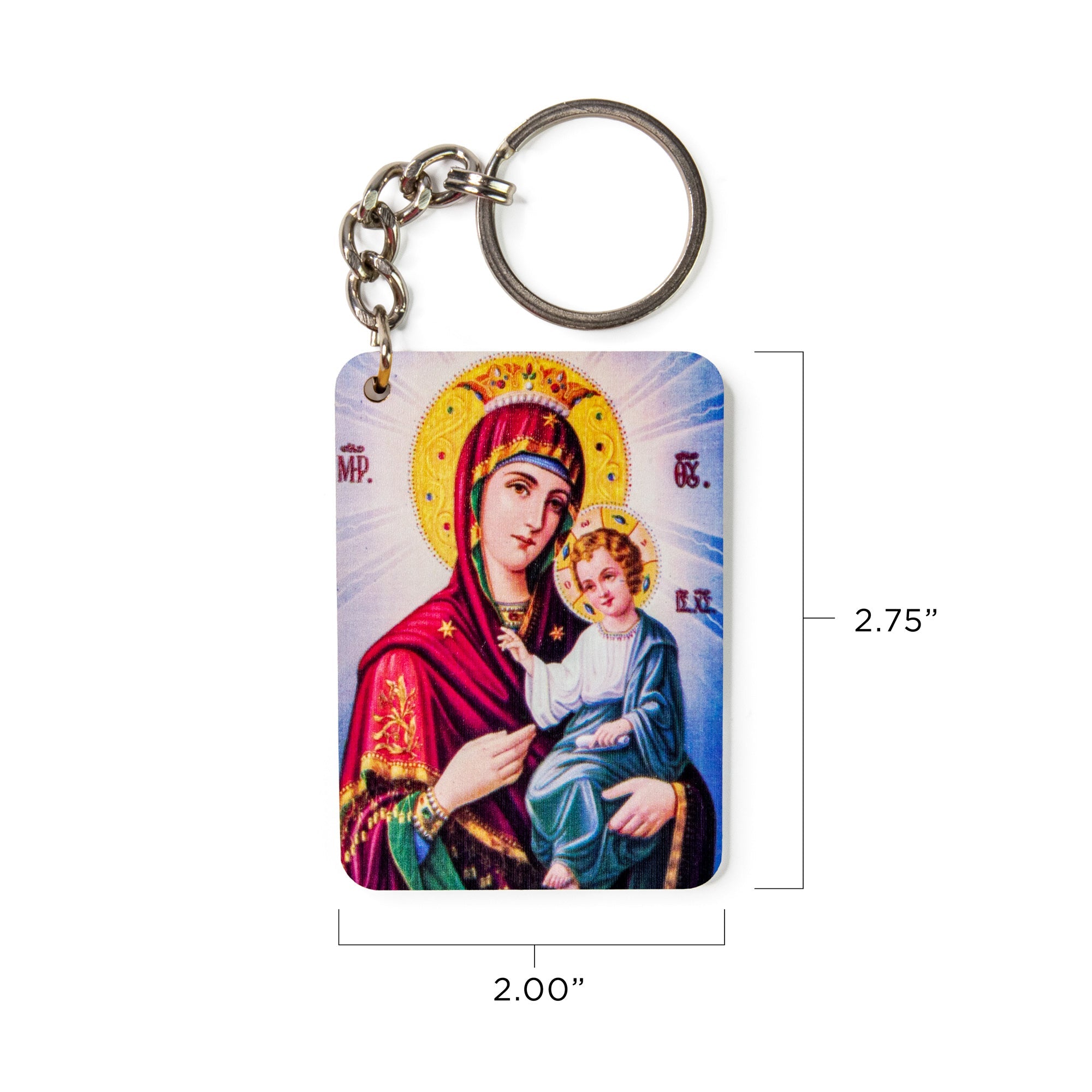 Virgin Mary with Crown - Wooden Icon Keychain