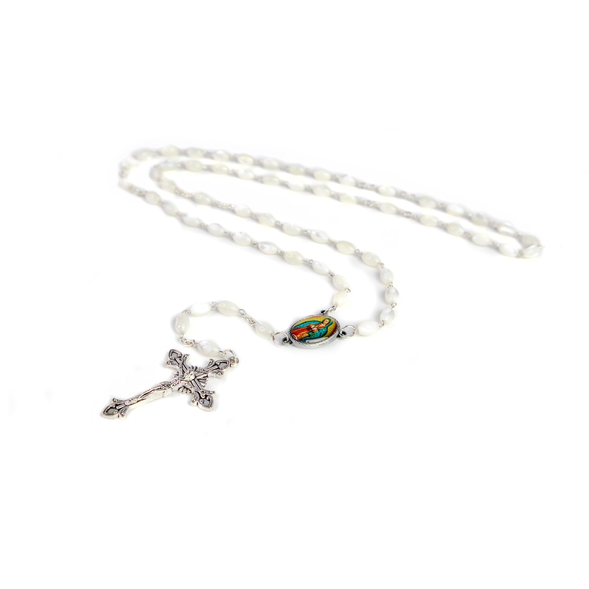 Mother of Pearl Catholic Rosary, Our Lady of Guadalupe Medal