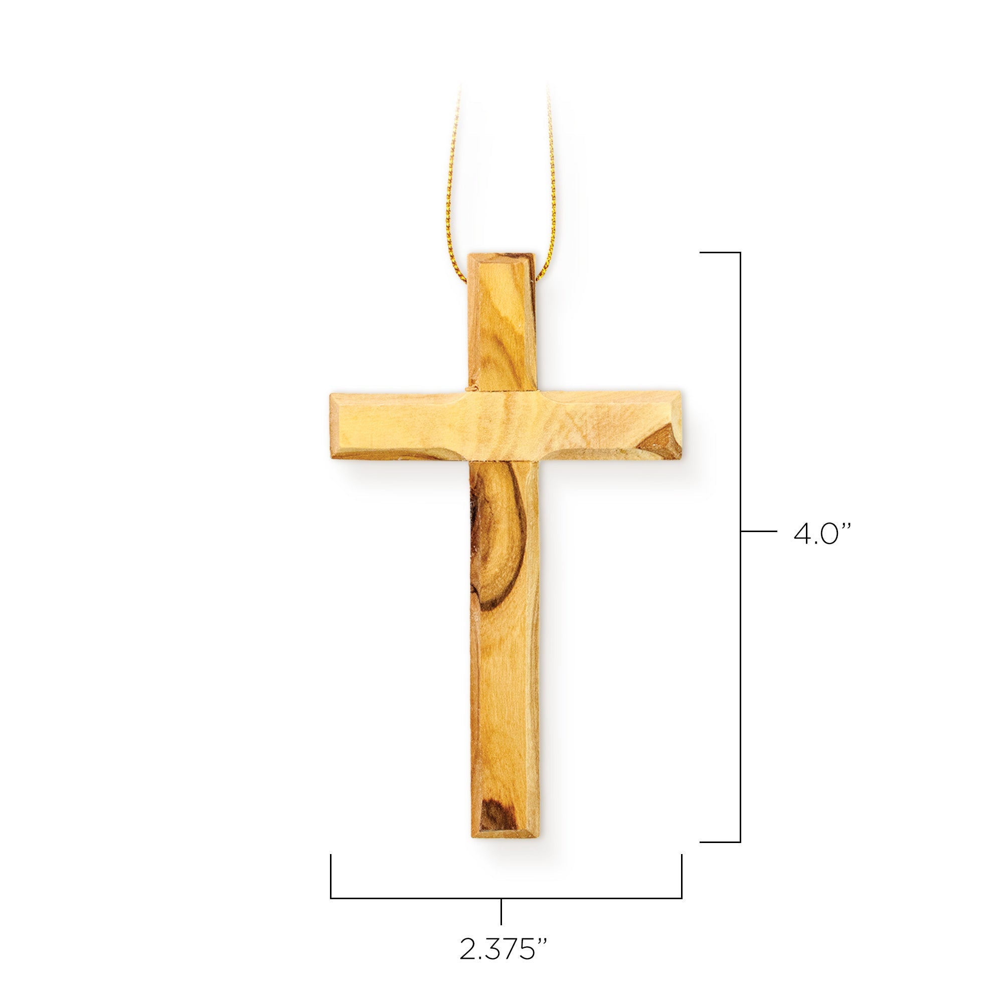 Simple Olive Wood Cross Ornament