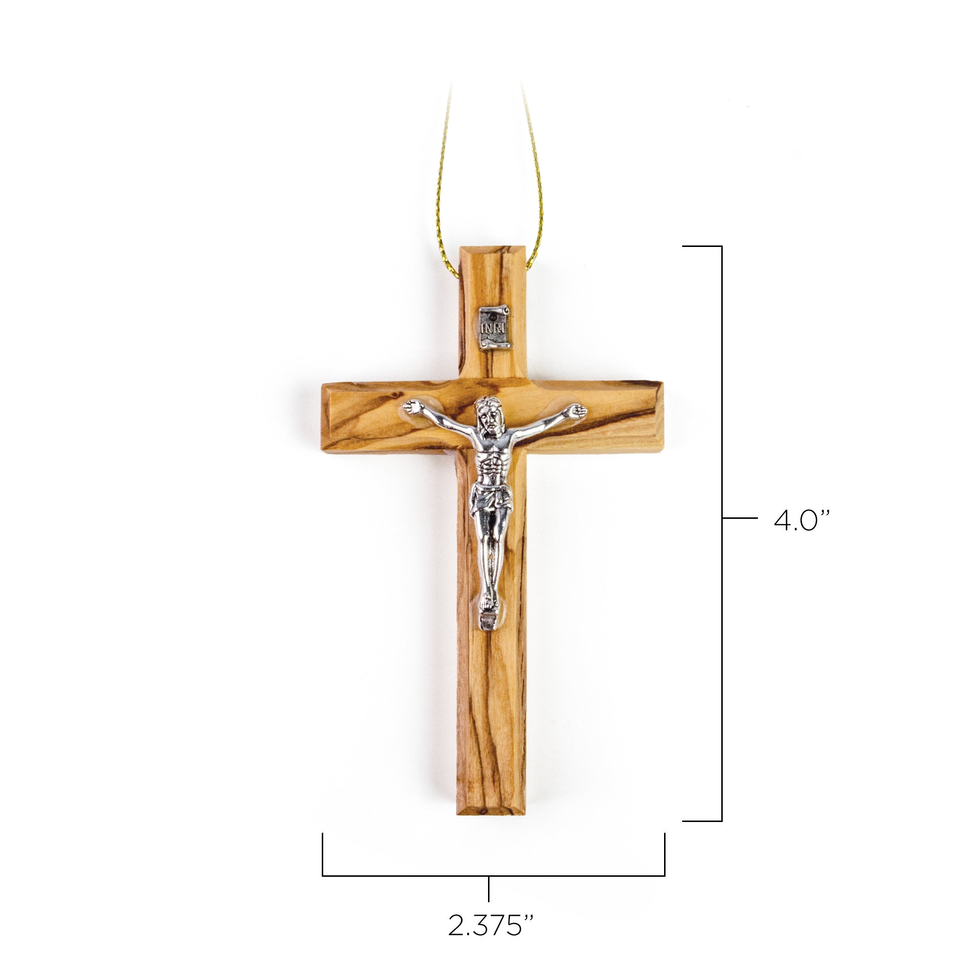 Simple Olive Wood Crucifix Ornament