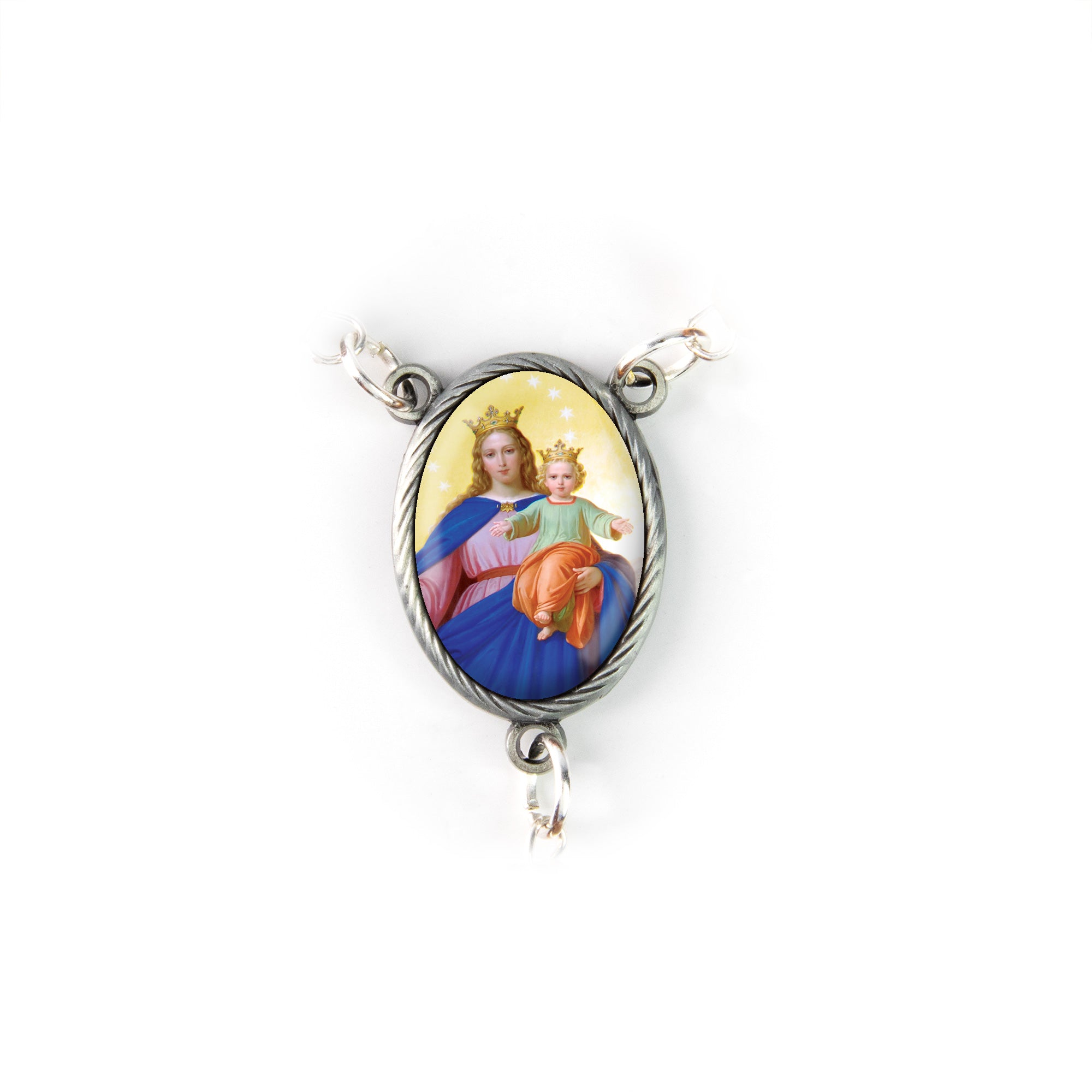 Mother of Pearl Catholic Rosary, Virgin Mary Help of Christians Medal