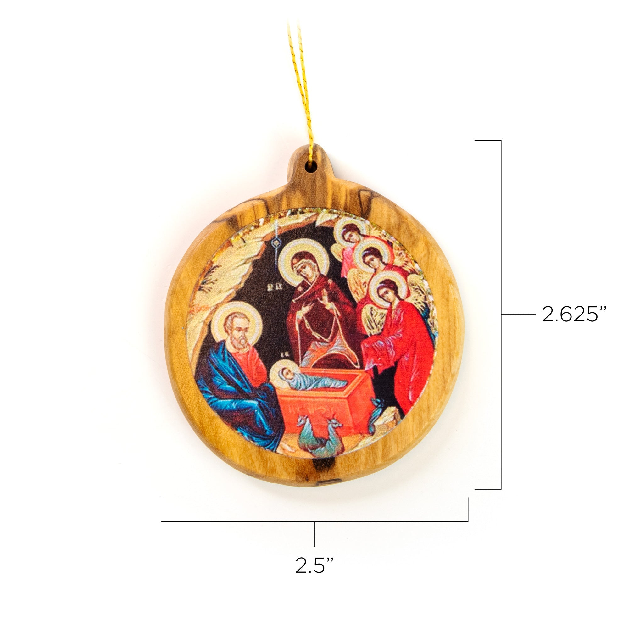 Thick Round Icon Ornament – Nativity with Angels