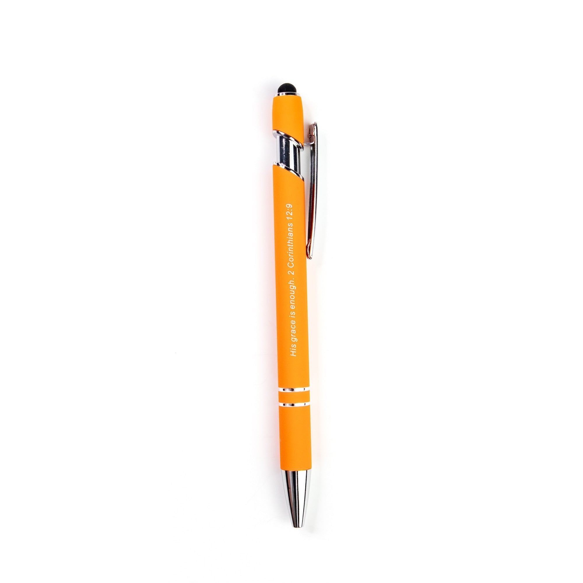His Grace Scripture Pen with Stylus and Bookmark - Orange