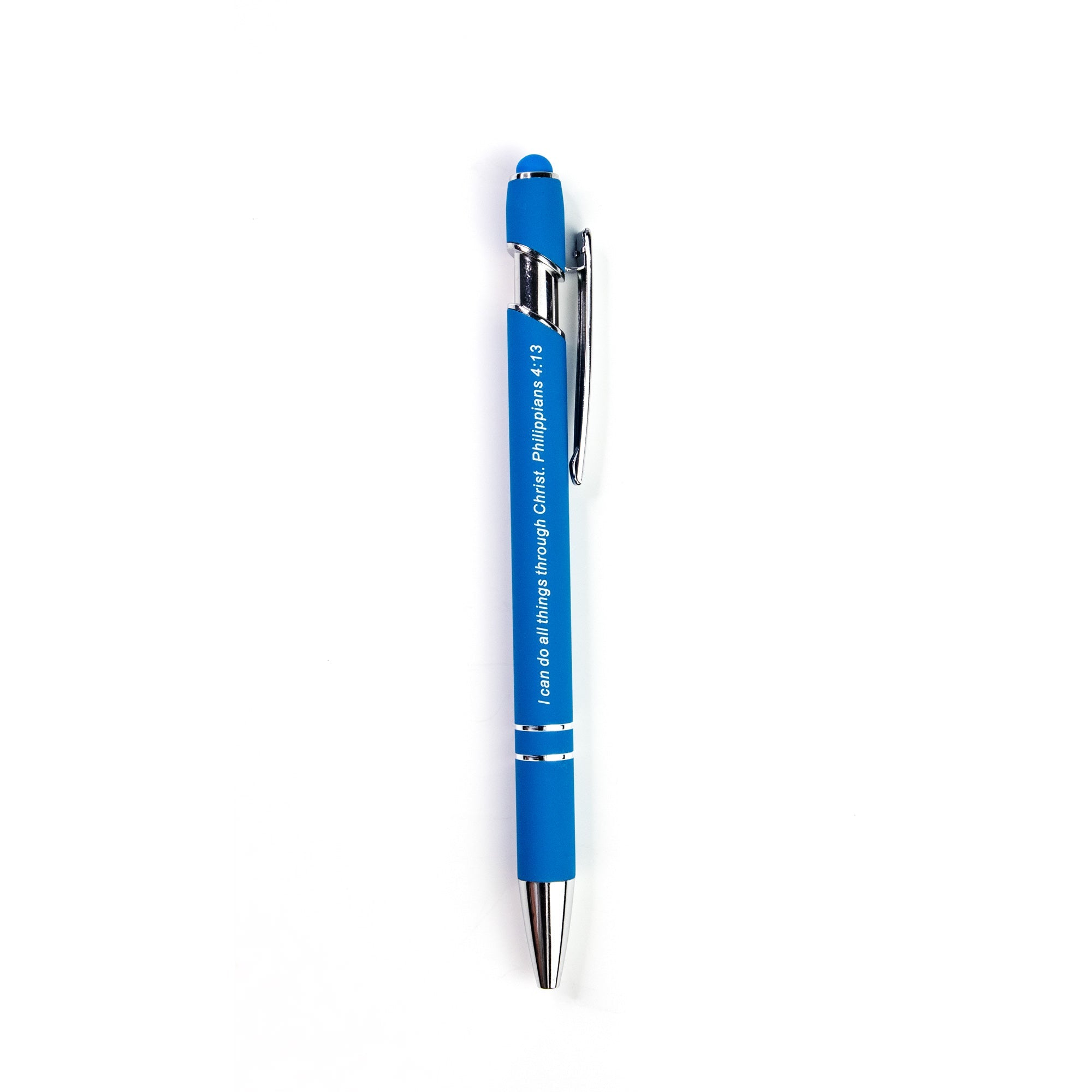 Do All Things Scripture Pen with Stylus and Bookmark - Light Blue