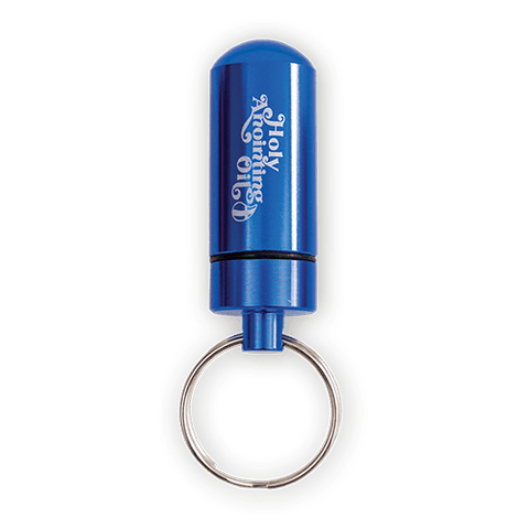 anointing oil container keychain, blue