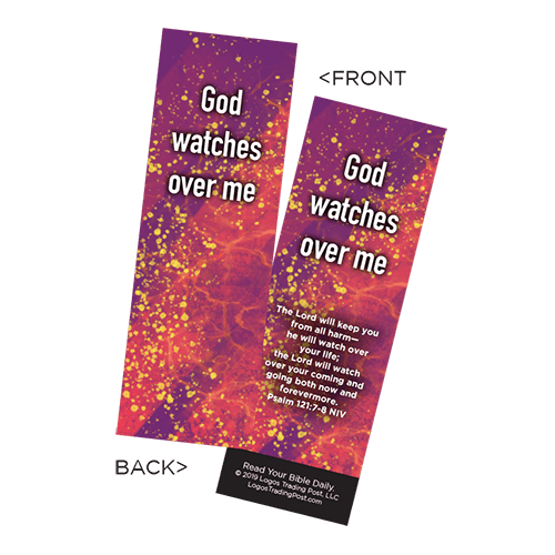 Children's Christian Bookmark, God Watches Over Me, Psalm 121:7-8 - Pack of 25 - Christian Bookmarks