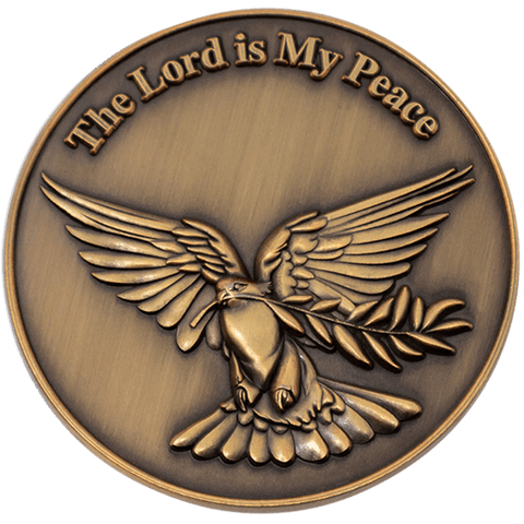 The Lord is my Peace Antique Gold Plated Christian Coin with Dove and Olive Branch  - John 14:27