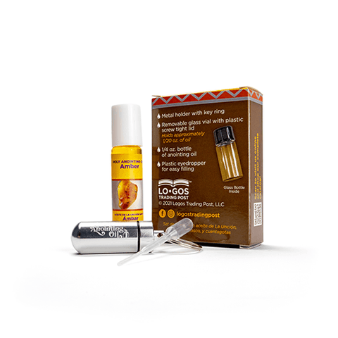 Amber Anointing Oil from Israel, Deluxe Gift Box Set - Silver