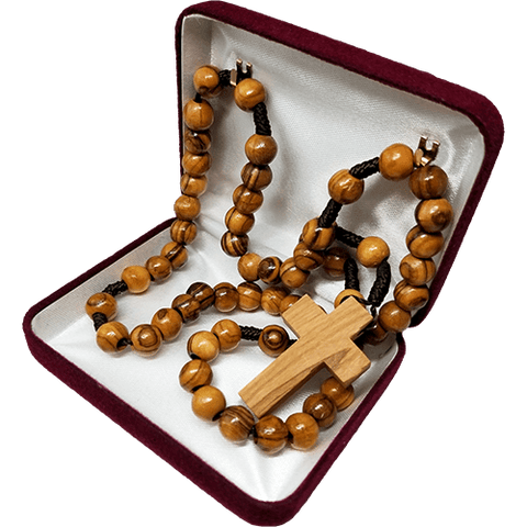 Olive Wood Robe Rosary with Dangling Cross Pendant