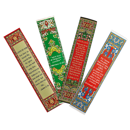 love of God fabric bible verse bookmark assortment - all 4 scripture bookmarks