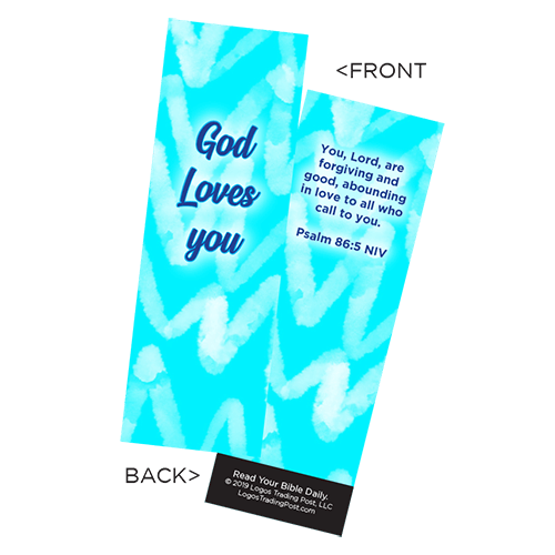 Children's Christian Bookmark, God Loves You, Psalm 86:5 - Pack of 25 - Christian Bookmarks