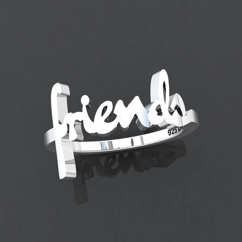 Friends Sterling Silver Script Cross Ring, Words of Life Collection